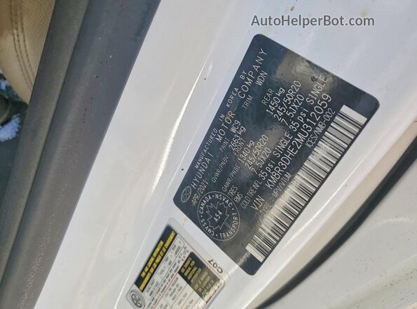 KM8R3DHE2MU312059 2021 HYUNDAI PALISADE Белый Вид наклейки с VIN-кодом