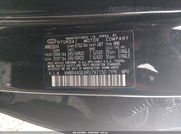 KM8R44GE4RU797150 2024 HYUNDAI PALISADE Navy Вид подкапотного пространства