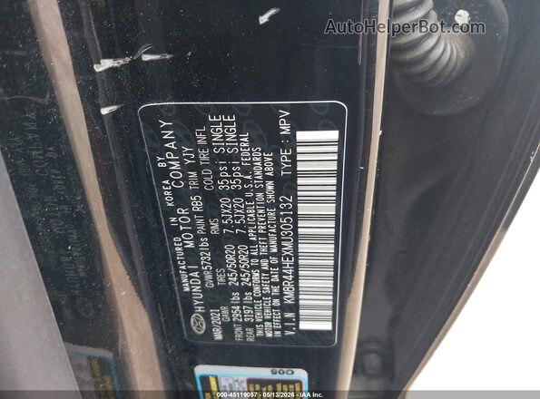 KM8R44HEXMU305132 2021 HYUNDAI PALISADE Черный Вид подкапотного пространства
