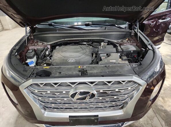 KM8R5DHE1LU131902 2020 HYUNDAI PALISADE Maroon ძრავის განყოფილების ხედი
