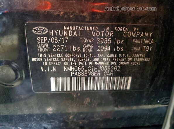 KMHC65LC1HU056382 2017 HYUNDAI IONIQ Черный Вид наклейки с VIN-кодом