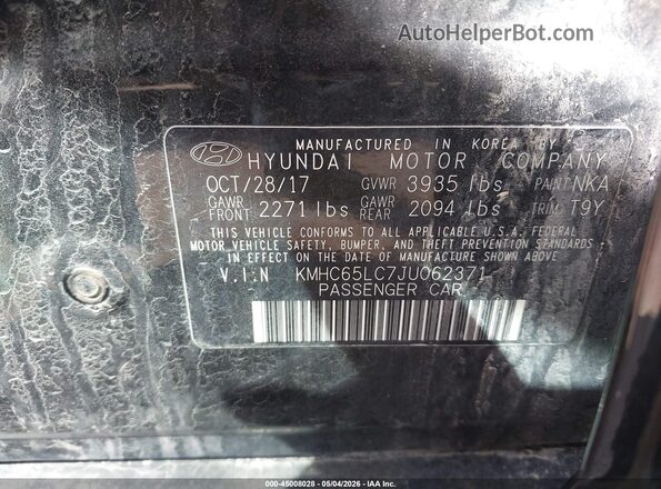 KMHC65LC7JU062371 2018 HYUNDAI IONIQ HYBRID Черный Вид подкапотного пространства