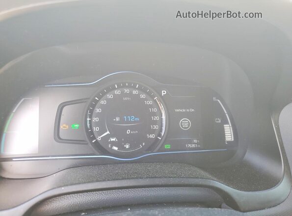 KMHC75LC1KU105553 2019 HYUNDAI IONIQ White Вид щитка приладів