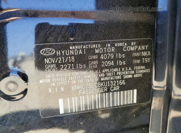 KMHC75LC8KU132166 2019 HYUNDAI IONIQ Черный Вид наклейки с VIN-кодом
