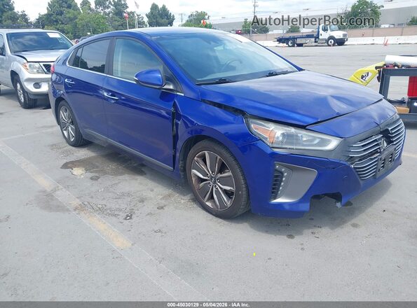 KMHC85LC2KU110466 2019 HYUNDAI IONIQ HYBRID Синий Передняя правая четверть