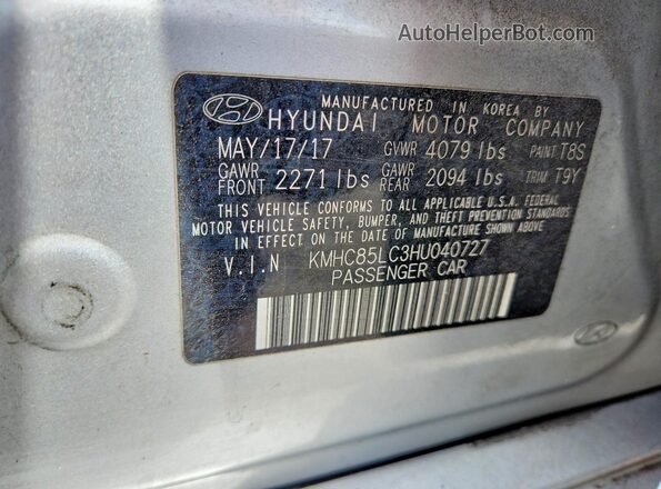 KMHC85LC3HU040727 2017 HYUNDAI IONIQ Silver Շարժիչի բաժամունքի տեսք