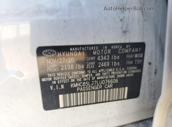 KMHC85LJ7LU076606 2020 HYUNDAI IONIQ White Вид підкапотного простору