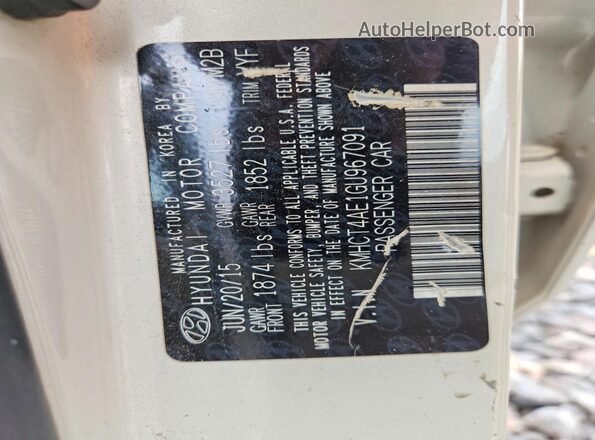 KMHCT4AE1GU967091 2016 HYUNDAI ACCENT Бежевый Вид наклейки с VIN-кодом