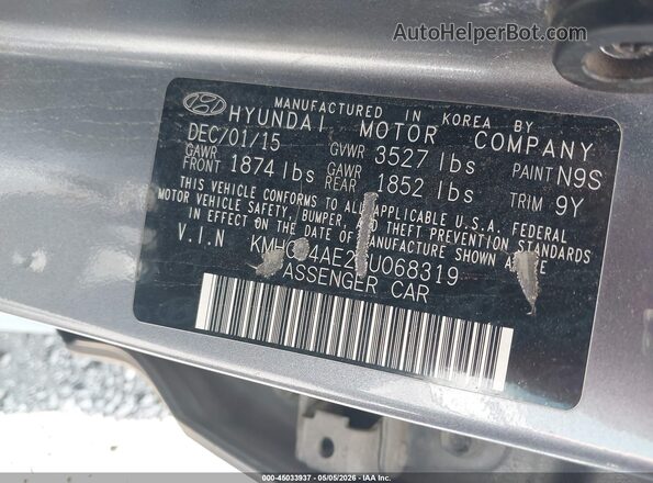 KMHCT4AE2GU068319 2016 HYUNDAI ACCENT Серый Вид подкапотного пространства
