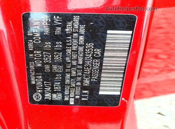 KMHCT4AE3HU343536 2017 HYUNDAI ACCENT Красный Вид наклейки с VIN-кодом