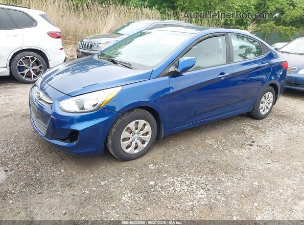 KMHCT4AE4GU145904 2016 HYUNDAI ACCENT Blue წინა მარცხენა ხედი სამი მეოთხედიდან