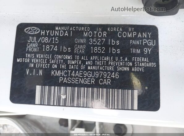 KMHCT4AE9GU979246 2016 HYUNDAI ACCENT Белый Вид подкапотного пространства