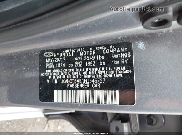 KMHCT5AE1HU345727 2017 HYUNDAI ACCENT Gray Widok komory silnika