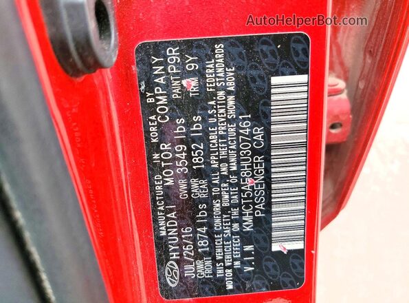 KMHCT5AE8HU307461 2017 HYUNDAI ACCENT Красный Вид подкапотного пространства