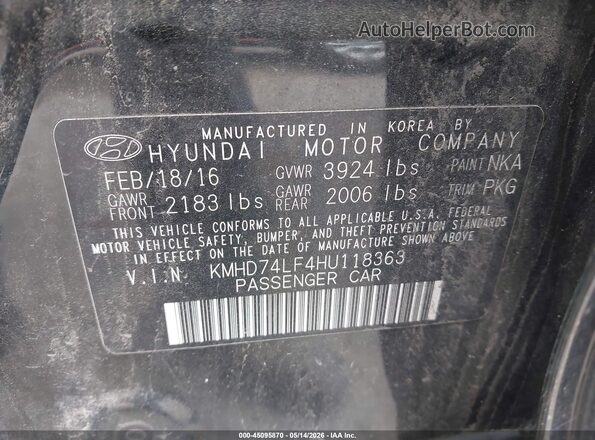 KMHD74LF4HU118363 2017 HYUNDAI ELANTRA Black Вид підкапотного простору