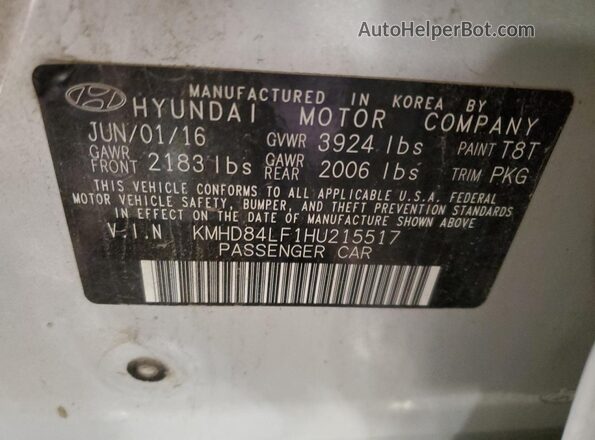 KMHD84LF1HU215517 2017 HYUNDAI ELANTRA Серебряный Вид подкапотного пространства