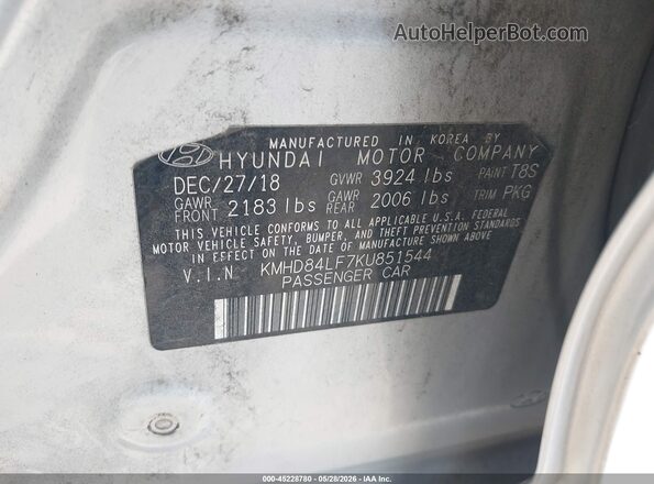 KMHD84LF7KU851544 2019 HYUNDAI ELANTRA Silver Widok komory silnika