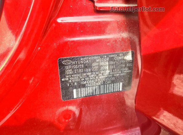 KMHD84LF7LU995239 2020 HYUNDAI ELANTRA Красный Вид подкапотного пространства