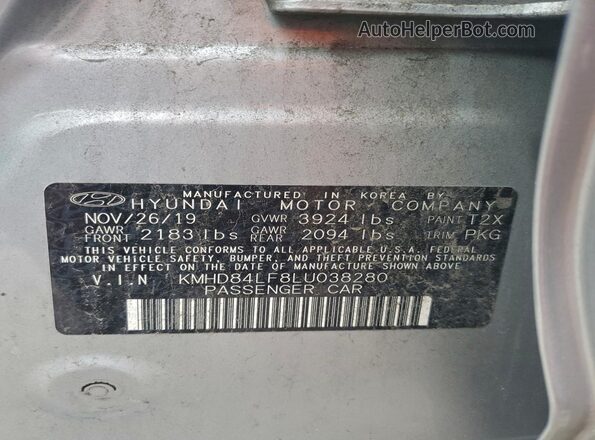 KMHD84LF8LU038280 2020 HYUNDAI ELANTRA Серебряный Вид подкапотного пространства