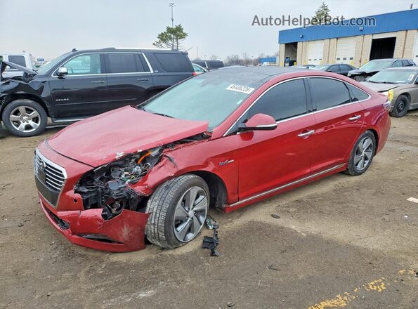 KMHE34L17GA017774 2016 HYUNDAI SONATA Red წინა მარცხენა ხედი სამი მეოთხედიდან