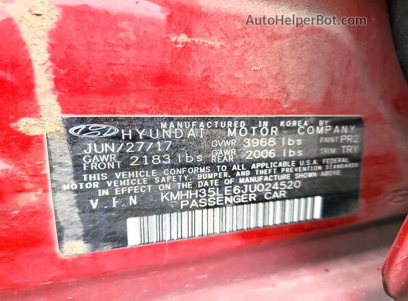 KMHH35LE6JU024520 2018 HYUNDAI ELANTRA Бордовый Вид подкапотного пространства