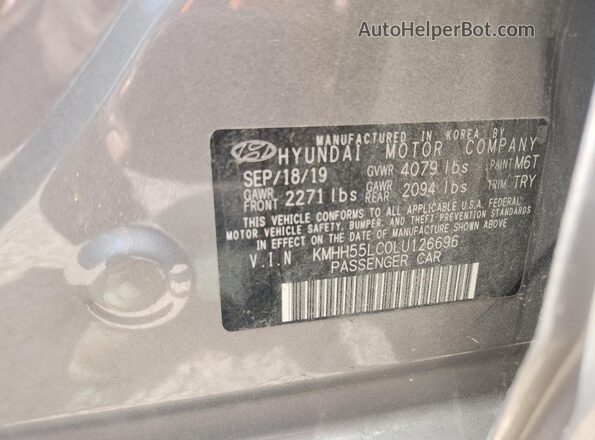 KMHH55LC0LU126696 2020 HYUNDAI ELANTRA Серебряный Вид подкапотного пространства