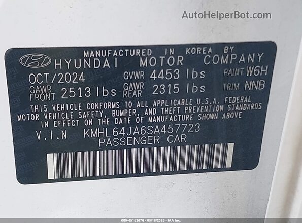 KMHL64JA6SA457723 2025 HYUNDAI SONATA White Widok komory silnika