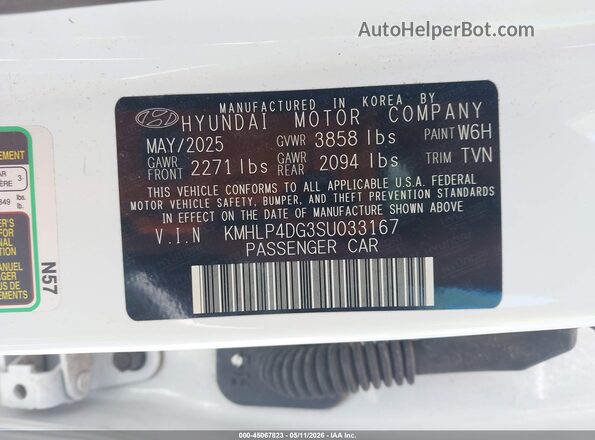 KMHLP4DG3SU033167 2025 HYUNDAI ELANTRA White Vista del compartimento del motor