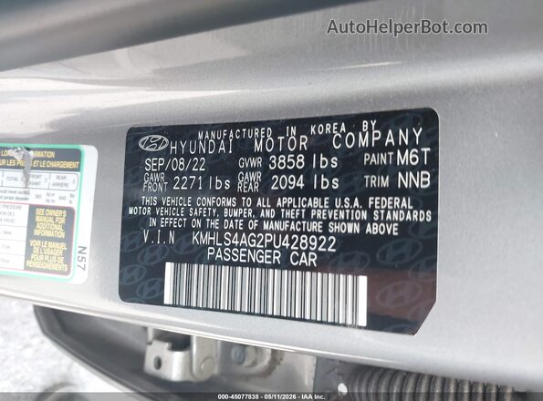 KMHLS4AG2PU428922 2023 HYUNDAI ELANTRA Серый Вид подкапотного пространства