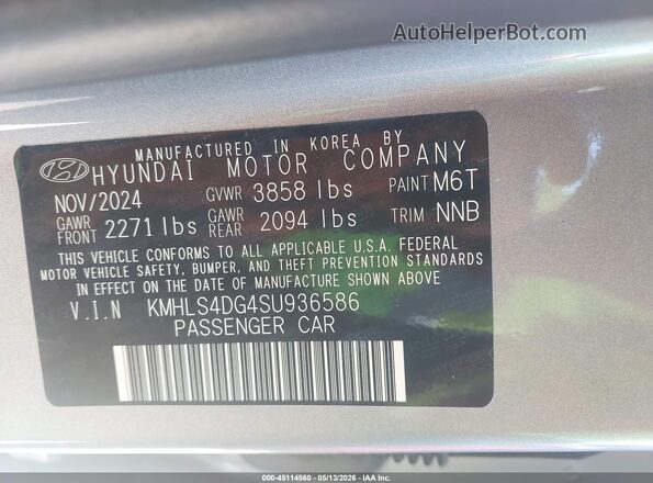 KMHLS4DG4SU936586 2025 HYUNDAI ELANTRA Silver Շարժիչի բաժամունքի տեսք