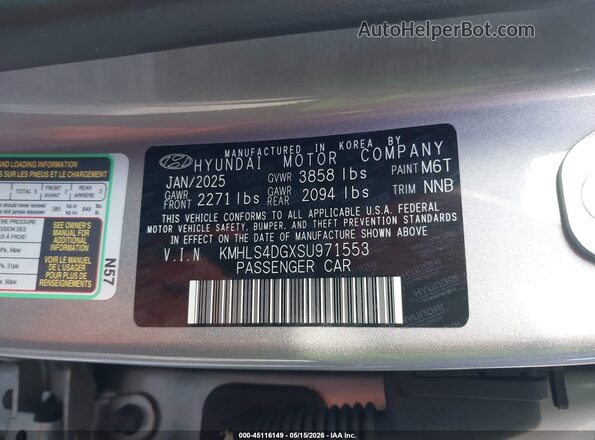 KMHLS4DGXSU971553 2025 HYUNDAI ELANTRA Серебряный Вид подкапотного пространства