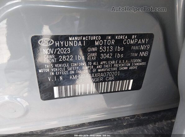 KMHM24AAXRA070201 2024 HYUNDAI IONIQ 6 Серый Вид подкапотного пространства