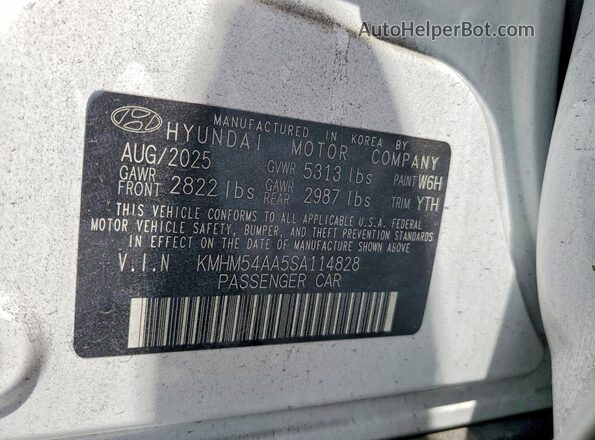 KMHM54AA5SA114828 2025 HYUNDAI IONIQ Белый Вид наклейки с VIN-кодом