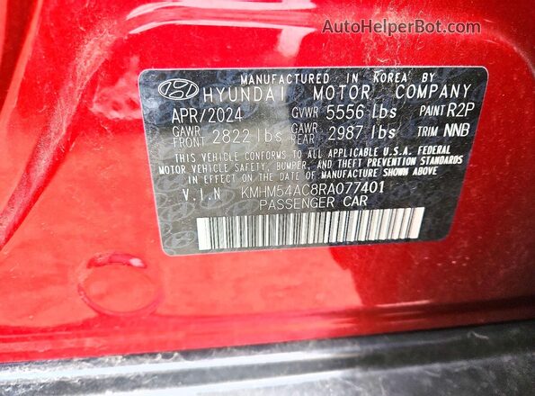 KMHM54AC8RA077401 2024 HYUNDAI IONIQ Красный Вид подкапотного пространства