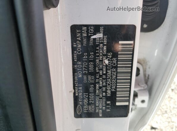 KMHRC8A36MU103746 2021 HYUNDAI VENUE Белый Вид наклейки с VIN-кодом