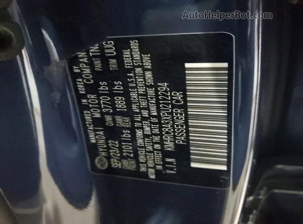 KMHRC8A3XPU212294 2023 HYUNDAI VENUE Синий Вид наклейки с VIN-кодом