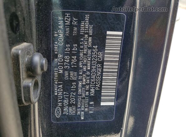 KMHTC6AD3HU323564 2017 HYUNDAI VELOSTER Черный Вид наклейки с VIN-кодом