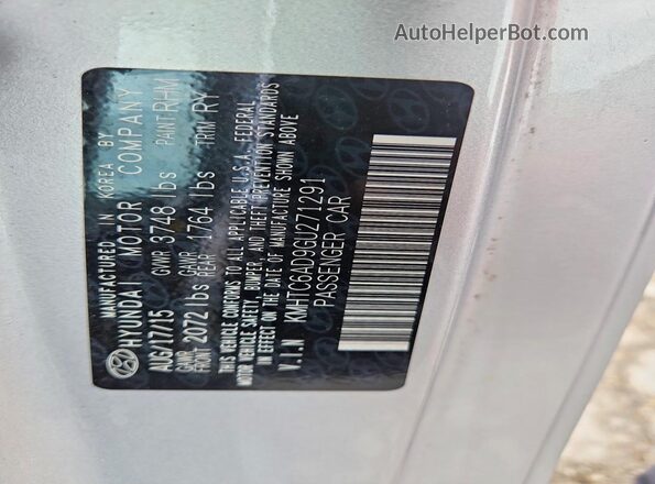 KMHTC6AD9GU271291 2016 HYUNDAI VELOSTER Серебряный Вид наклейки с VIN-кодом