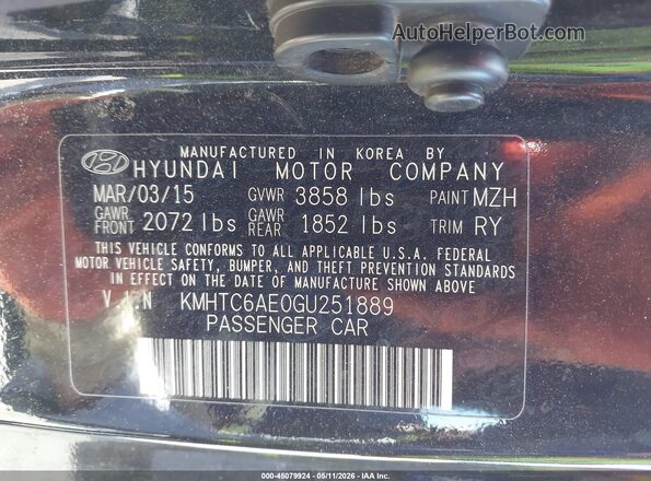 KMHTC6AE0GU251889 2016 HYUNDAI VELOSTER Черный Вид подкапотного пространства