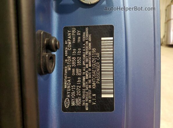 KMHTC6AE1GU261198 2016 HYUNDAI VELOSTER Синий Вид подкапотного пространства