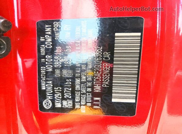 KMHTC6AE2GU263882 2016 HYUNDAI VELOSTER Красный Вид наклейки с VIN-кодом