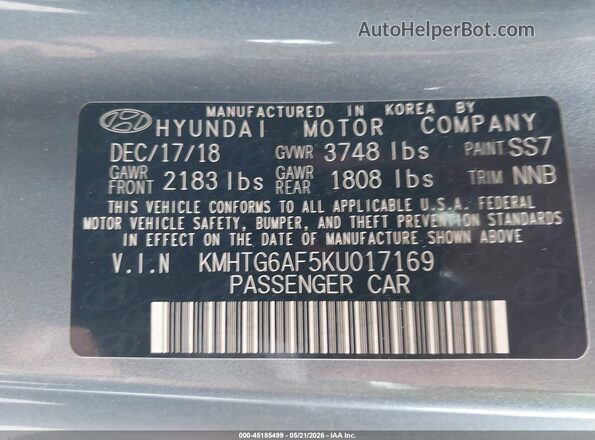 KMHTG6AF5KU017169 2019 HYUNDAI VELOSTER Серый Вид подкапотного пространства