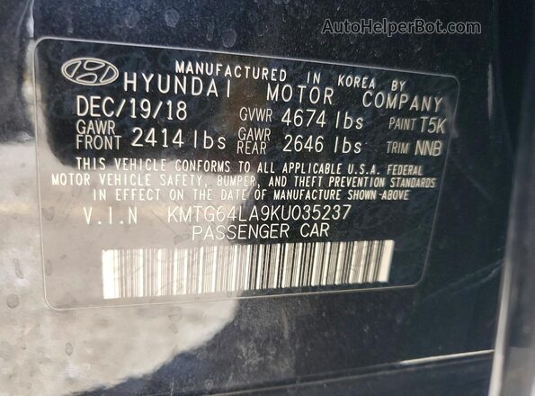 KMTG64LA9KU035237 2019 GENESIS G70 Черный Вид наклейки с VIN-кодом