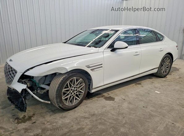 KMTGA4SC0TU326583 2026 GENESIS G80 White წინა მარცხენა ხედი სამი მეოთხედიდან