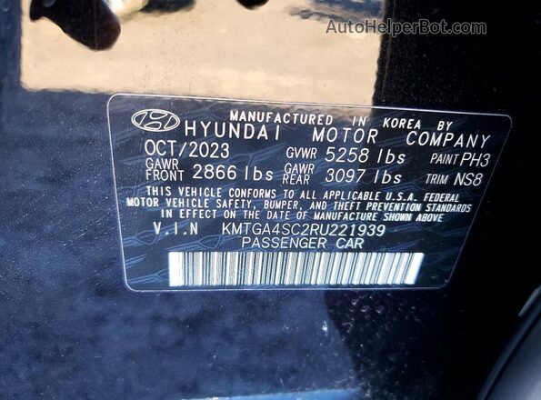 KMTGA4SC2RU221939 2024 GENESIS G80 Black Widok komory silnika