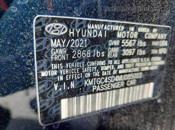 KMTGC4SD4MU085003 2021 GENESIS G80 Зеленый Вид наклейки с VIN-кодом