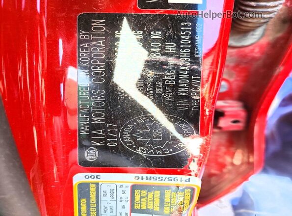 KNADN4A39H6104513 2017 KIA RIO Красный Вид подкапотного пространства