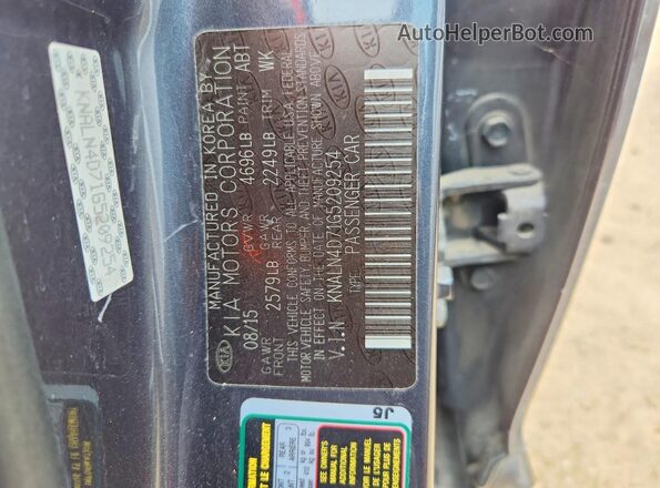 KNALN4D71G5209254 2016 KIA CADENZA Угольный Вид подкапотного пространства