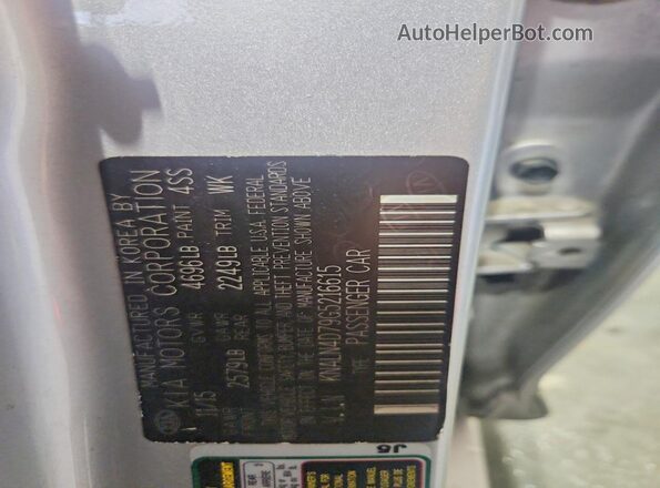 KNALN4D79G5216615 2016 KIA CADENZA Серебряный Вид наклейки с VIN-кодом