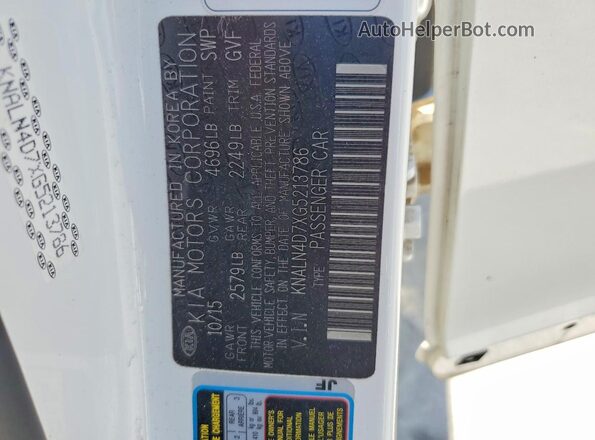 KNALN4D7XG5213786 2016 KIA CADENZA White Вид підкапотного простору